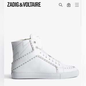 NEW Zadig & Voltaire ZV1747  High Flash Studded Sneakers FR41/US10 Retail $448